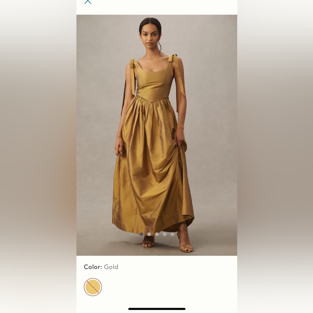 Anthropologie Louise Marie Tie-Strap Corset Taffeta Maxi Dress